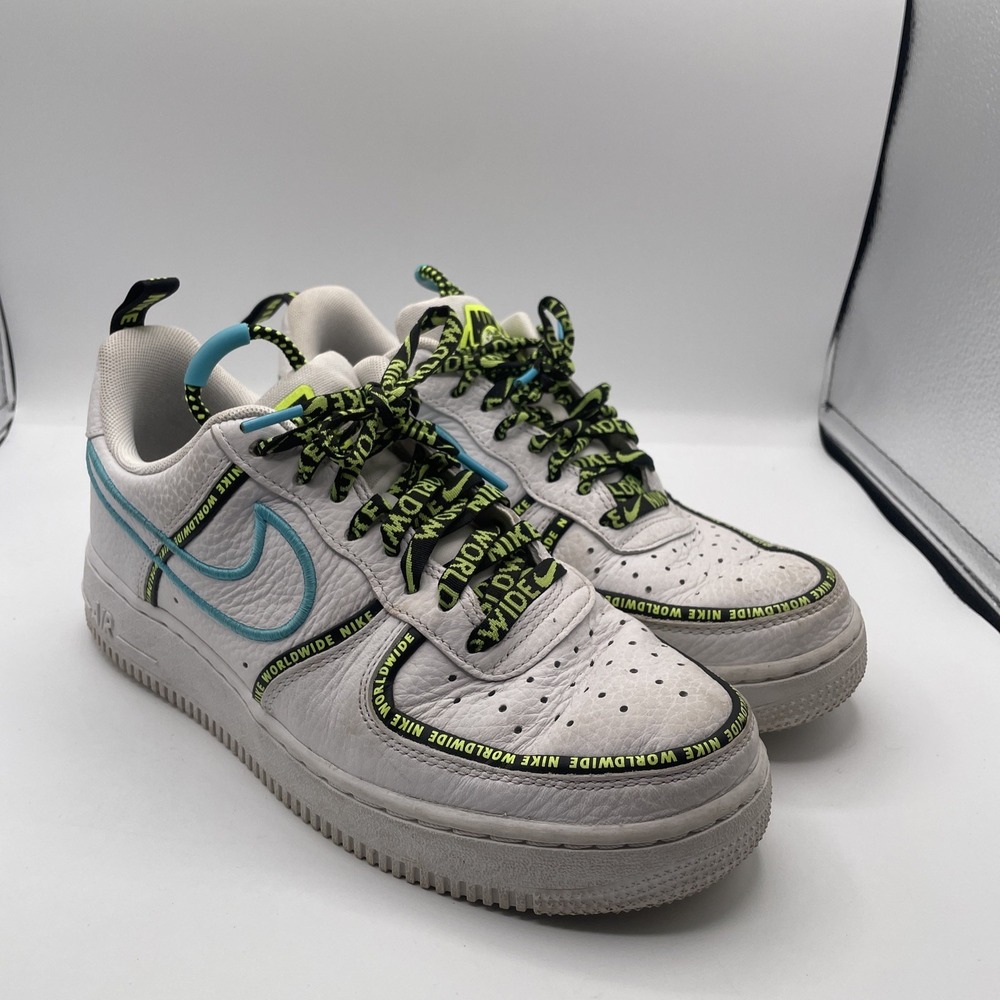 Nike Air Force 1 World Wide Pack White/Green/Blue Size 8 CK7213-100